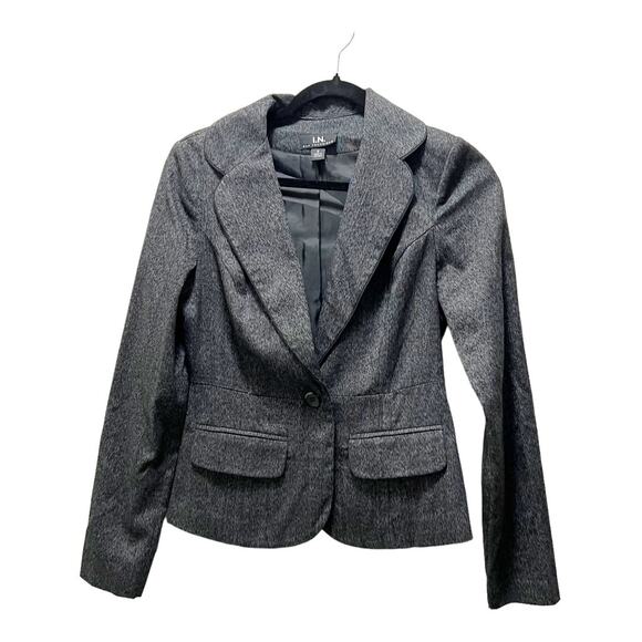 I.N. San Francisco Jacket Blazer Coat Black One Button Front Collared Sz S - Picture 1 of 7